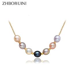 Anneaux Zhboruini 2019 bijoux en perles perle d'eau douce naturelle collier de perles multicolore pendentif bijoux en argent Sterling pour les femmes