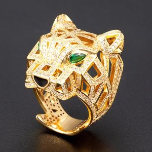 Ringen Zlxgirl Sieraden Gouden Luipaardvorm Dierenringen voor Heren Bruiloft Sieraden Dubai Goud Kleur Heren Vingerringen Geschenken Anel Aneis