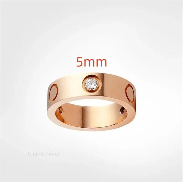 anillos Anillo de regalo Boda de lujo Compromiso Diseñador Anillo Oro Plata Rosa Oro Joyería Hombres Mujeres Titanio Acero Pareja Anillo Tamaño 4 mm 5 mm 6 mm Venta al por menor al por mayor