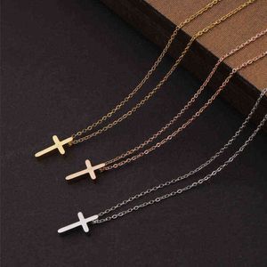 Rinho Fashion Rvs Cross Hanger Ketting Vrouwen Mannen Minimalistische Vintage Lange Ketting Kettingen Chokers Sieraden Gift G1206