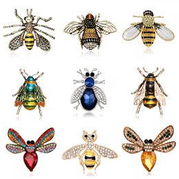 Rinhoo Nieuwe mode Crystal Rhinestone Bee Insect Broche Vintage Email Animal Booch For Women Men Verklaring sieraden Groothandel