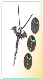 Rinhoo vintage magique steampunk brillant luminaire punk dragon pendents colliers masculins bijoux lueur dans le collier pendentif foncé9014888