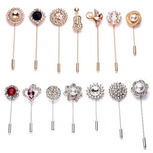 Rinhoo Vintage Pearl Crystal Lapel Pins Women Men Suit Pin Brooch Simple Rose Flower Ginkgo Leaves Brooches Pins Coat Scarf Pin