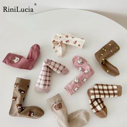 RiniLucia 4 paires de chaussettes pour enfants automne coton dessin animé Animal bébé chaussettes mode filles mignon né garçon enfant en bas âge enfants chaussettes 231225