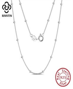 Rinntin 925 collar de cadena de plata esterlina lado de 20 mm cuentas de bolas en el cuello para mujeres joyas elegantes decoración de damas sc22 cadenas 6877637