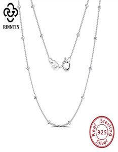 Rinntin 925 Collier de chaîne en argent sterling côté billes de 20 mm perles sur le cou pour femmes bijoux élégants dames décor SC22 chaînes3123007