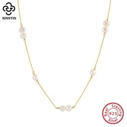 Rinntin 925 Sterling Silver Dainty Natural Barokque Pearl ketting voor vrouwen feest vintage sieraden GPN57 240422