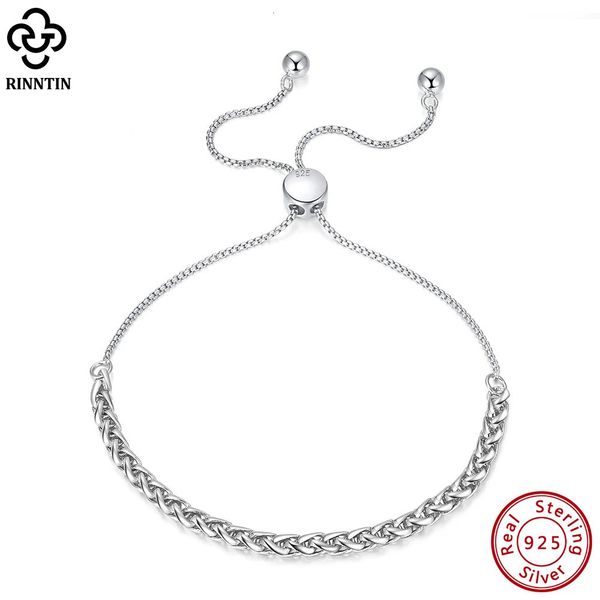 Rinntin 925 argent Sterling italien fait à la main m réglable Chopin chaîne Bracelet pour les femmes mode bijoux fins SB126 240105