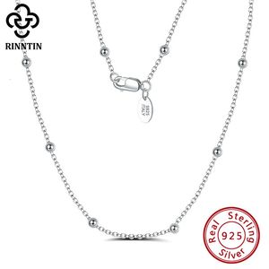 Rinntin 925 sterling zilveren satellietketting 1,0 mm kabelketting met kogelkralen ketting voor dames en meisjes mode-sieraden SC43 240103