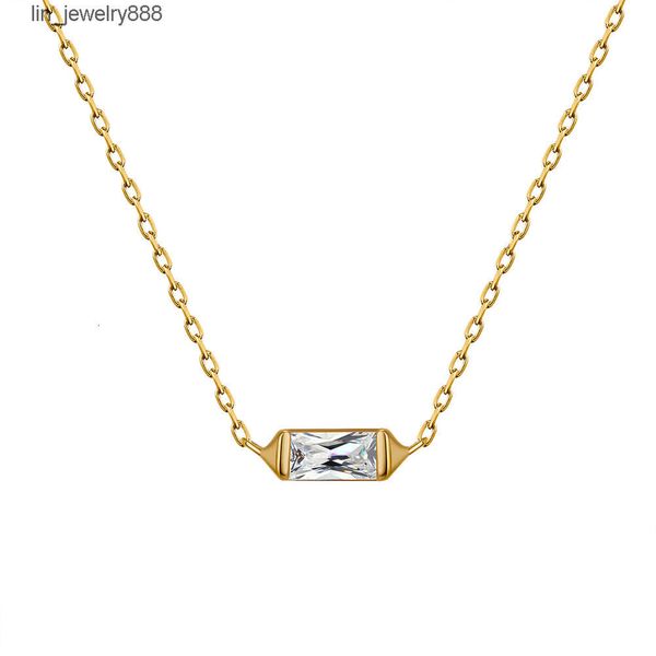 RINNTIN GN19 Moissanite diamants pendentif colliers 10K 14K 18K collier en or massif pour les femmes