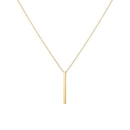 Rinntin gn73 sierlijke minimalistische fijne sieraden 14k vaste gouden bar hang ketting voor vrouwen