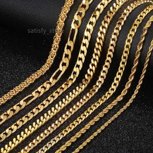 Rinntin SC Gold Cuban Link Chain 14K 18K Gold Chain Necklace Cadena Kolye 925 Sterling Silver Chain For Women Men