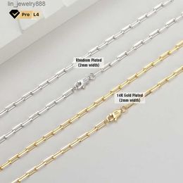 RINNTIN SC39 14K plaqués Paperclip Link Chains bijoux Chunky 925 Collier de chaîne en or sterling en argent sterling pour femmes filles filles