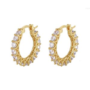 Rinnntin SE393 Groothandel sieraden Leveringen Online nieuwe aankomst Diamant 14k GOUD GOLD 925 Sterling Silver Hoop -oorbellen voor vrouwen