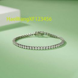 RINNTIN SMB06 Women Luxury 925 Silver Jewelry Classic Design Round Moissanite Tennis Chain armband