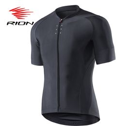 Rion Cycling Men S Bike Black Reflective Jerseys Short Sleeves Summer Motocross Mountain Downhill Racing Road Bicycle Tops 220614