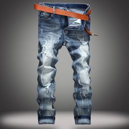 Ripped Hole Biker Jeans Printemps Automne Hommes Slim Stretch Mendiants Pantalon Mode Casual Coton Denim Pantalon Taille 29-42 Pantalones