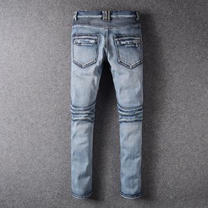 Jeans déchirés # 0512 hommes rétro élasticité Slim jeunesse mode Streetwear personnalité qualité pantalon mâle Denim pantalon en détresse
