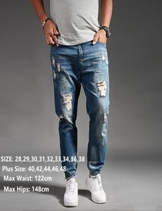 Jeans déchirés pour hommes Blue Black Denim Mens Jean Homme Harem Hip Hop Plus Taille pantalon 44 46 48 MENS UOMO FASHIONS JOGGER PANTS 208306814