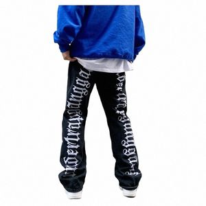 Jeans déchirés Hip Hop Streetwear 2022 Tendances Vêtements Lettre Pantalon évasé pour femme Hommes Goth Harajuku Imprimer Baggy Homme Y2k Homme K5RL #