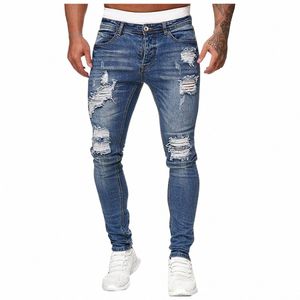 Jeans skinny déchiré Fi Street Style Hommes Vintage W Solid Denim Pantalon Hommes Casual Slim Fit Crayon Denim Pantalon Vente Chaude 71xy #