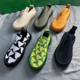 Rimpel sneakers nieuwe stijl ontwerpers vrouwen schoenen kalfsleer suede en gaas streep rubber zool stretch katoen lage top heren show kwaliteit 35-45