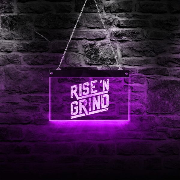 Rise and Grind Custom LED Neon Sign Cita inspiradora personalizada Lámpara de iluminación Wall Art Workout Fitness GYM Coffee Bar Light 220615