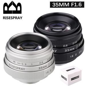 RISESPRAY 35mm f1.6 Lente MF Prime II de enfoque manual para EOSM N1 Fujifilm Fuji NEX Micro 4/3 plateado Negro 240115
