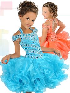 Ritzee Girls B737 Stoned Bodice Cupcake Pageant Jurken voor Kleine Meisjes met Baskische Taille Taille Ruffled Rok Korte PageDDDlers Pageant Jurk