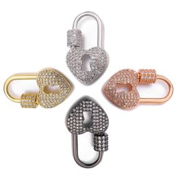 Riversr cz micro pave schroef casps wit roze geel pistool zwarte lock vorm koper zirkoon hanger connectoren DIY sieraden bevindingen groothandel