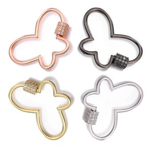 Riversr CZ Micro Pave Cierres de tornillo Blanco Rosa Amarillo Pistola Negro Forma de mariposa Conectores colgantes de circón de cobre Resultados de joyería de bricolaje al por mayor