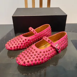 Rivet Ballet Flats vrouwen zoete feest trouwschoenen bruid ronde teengesp riem platte schoenen lente zomer