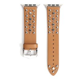 Bracelet en cuir à rivets pour Bracelet de montre Apple 42mm 38mm 40mm 44mm, Bracelet de montre à la mode iWatch série 6 5 4 3, 1 pièce