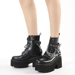 Rivet Nieuwe vrouwen Punk Style Motorfietsplatform Heel Fashion Boots Metal Decoratie Casual schoenen aa a