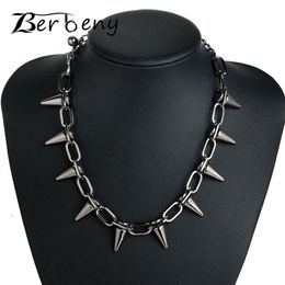 Klinknagels CBB materiaal Chokers Punk Goth Handgemaakte Choker Ketting Zilveren Spike Klinknagel Ketting EMO Rock Gothic Chocker241S