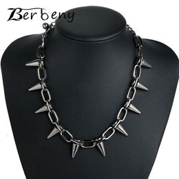 Klinknagels CBB materiaal Chokers Punk Goth Handgemaakte Choker Ketting Zilveren Spike Klinknagel Ketting EMO Rock Gothic Chocker212w