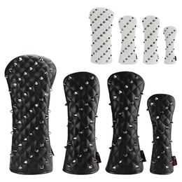 Rivets Golf Headcovers PU Leather Wood Cover For Driver Fairway Hybrids 135ut Rescue Woods Clubs hoofdbeschermer 240515