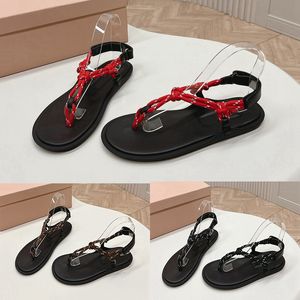 Riviere touw en lederen sandalen ontwerper heren en dames sandalen lente zomer flat open teen strandschoenen slippers buitenklauwen casual slippers clip teen slippers