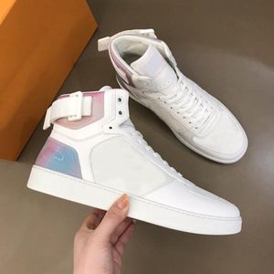 Rivoli Boots Luxe schoen Vintage Sneakers kalfslin High Top Designer Sneaker Men Women Women Rainbow Multi Rubber Sole Trainers Runner Casual schoenen