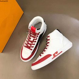 Rivoli Baskets High Top Chaussures Luxurys Designers Sneaker LUXEMBOURG Lace Up Vintage Casual Chaussures Chaussures Calfskin TATTOO Trainer hm0326