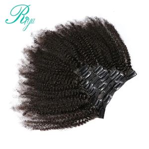 Riya Coiffes Clips in Brésilien Human Hair Afro Cliky Curly Clip dans les cheveux S 8 pièces et 120gset Couleur naturelle Remy Hair 240408