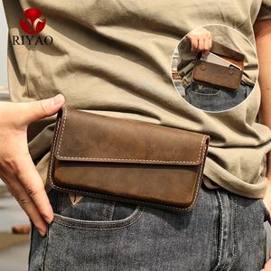 RIYAO – sac de taille décontracté pour hommes, pour voyage quotidien en plein air, étui de ceinture en cuir véritable pour téléphone portable, housse à rabat, étui antichute 240308