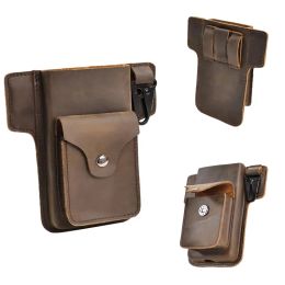 Riyao Vintage authentique Pouche de téléphone en cuir pour la ceinture de la ceinture de la ceinture de téléphone portable couverture du portefeuille Holster Pocket pour iPhone Samsung