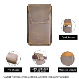 RIYAO Vintage taille ceinture sac pour hommes grand téléphone portable sac en cuir véritable coque épaisse téléphone portable avec étui de protection porte-poche 240306