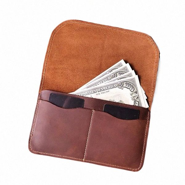 Riyao Portefeuille Pour Hommes Slim Titulaire De La Carte LG Portefeuille Vintage En Cuir Véritable Souple De Haute Qualité Femmes Bourse Brun Foncé Mey Sac Homme y3gC #