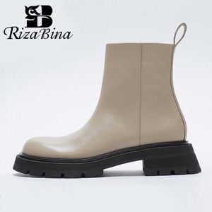 RIZABINA Taille 35-42 Femmes Bottines Véritable Cuir Plateforme De Mode Hiver Chaussures Chaudes Pour Femme Fourrure Bottes Courtes Chaussures De Dame 210911