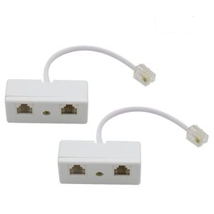 RJ11 6P4C Plug to 2-Way RJ11 Dual Female Secondaire Splitter Socket Adaptateur pour Téléphone Fixe Modulaire Téléphone Câble Séparateur Jack Filtre