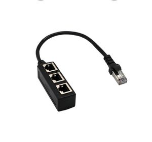 Cable divisor Ethernet RJ45 1 LAN macho a 3 hembra para adaptador de conector de enchufe Ethernet Cat5