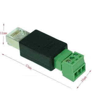 Terminal RJ45 a 3 pines, terminal de cableado RJ45 a RS485, cable de red con cabezal de cristal, adaptador DIY