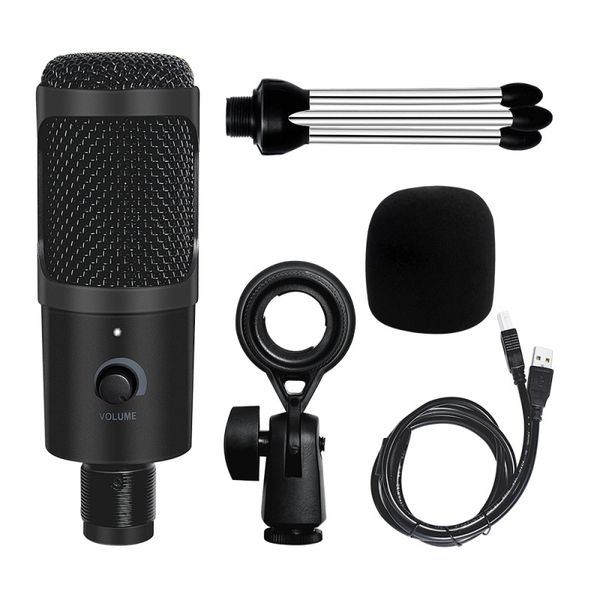 Micrófono condensador de grabación RK1 para iPhone, Android, ordenador portátil, micrófono USB profesional con auricular para Game Live PK BM800